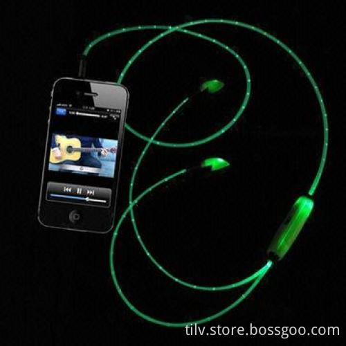 Funny 3.5mm Visible LED Flash Earphone with Microphone